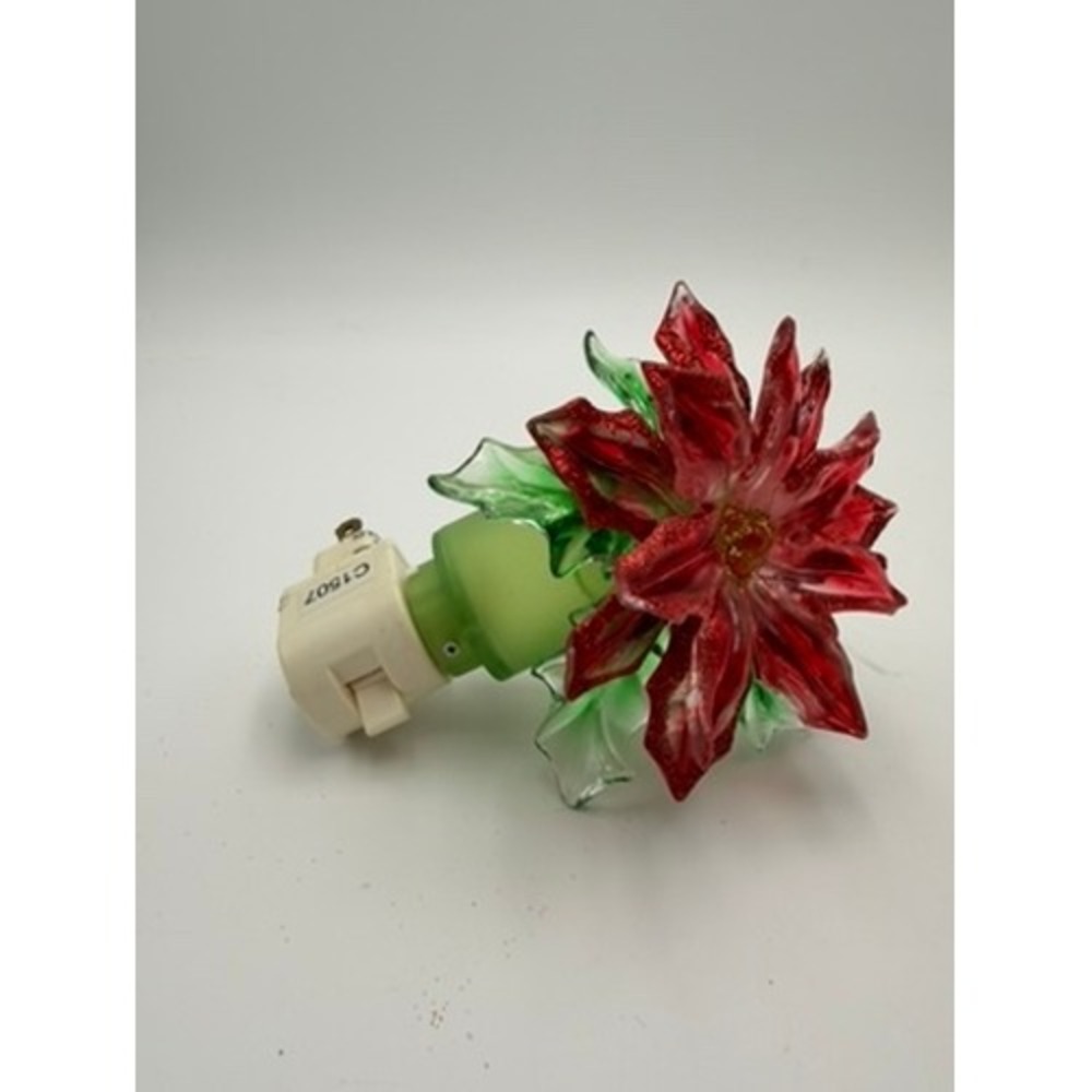 Unbranded Poinsettia Night Light Unisex OS Red Christmas Plug-In Glitter